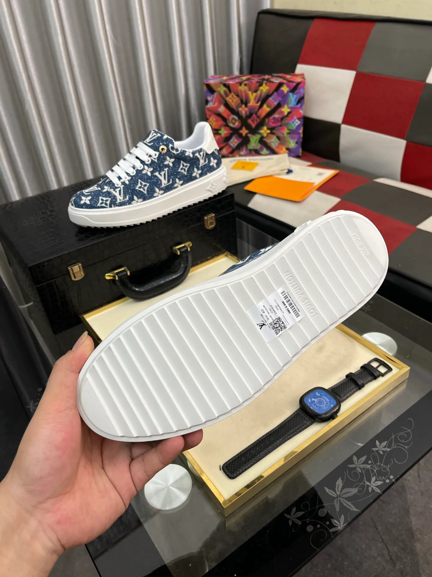 Men's shoes 💰540⌚️⌚️[Louis Vuitton LV] Dad shoes are popular casual sports shoes with outsole, breathable and comfortable, easy to walk, trendy men's versatile fly woven epoxy matching ➕leather lining➕Gucci's popular original outsole, sports and running style, super comfortable. Size 38-445️⃣Colors available